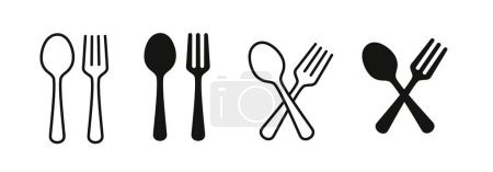 Téléchargez les illustrations : Cuillère et fourchette. Logo de cuisson - en licence libre de droit