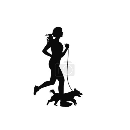 Correr con una mascota. Mujer corre junto con su perro