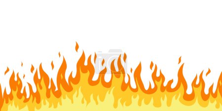 Téléchargez les illustrations : Flammes de feu de bande dessinée ensemble isolé sur fond blanc - en licence libre de droit