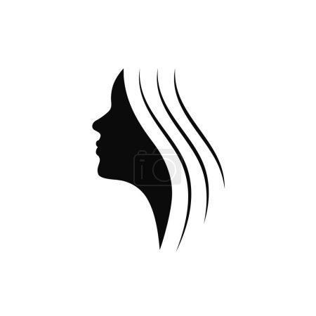 Illustration for Hair salon icon with art woman face silhouette - Royalty Free Image