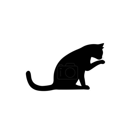 Ilustración de Siluetas de gato, siluetas de gato animales de compañía conjunto de gráficos - Imagen libre de derechos