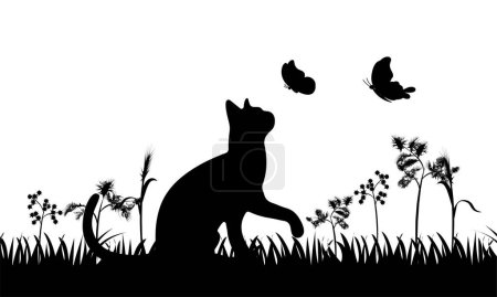 Ilustración de Gato con mariposa, gatos y mariposas - Imagen libre de derechos