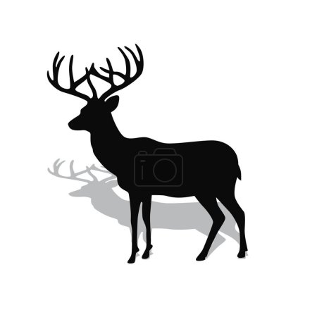 Illustration for Deer silhouette, wild deers  male, female and roe deer - Royalty Free Image