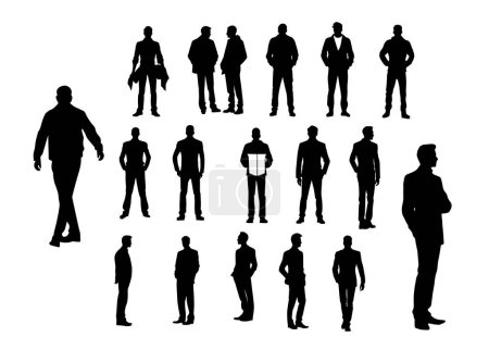 Illustration for Man silhouette, man standing vector silhouette on white background - Royalty Free Image