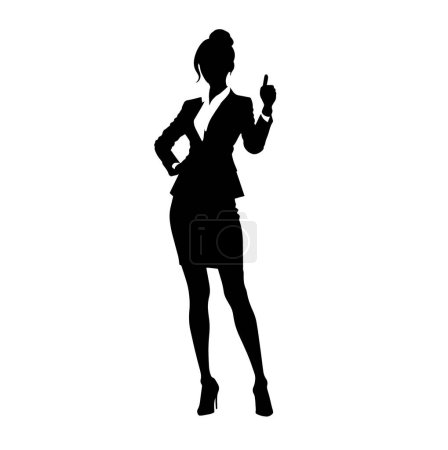 Ilustración de Mujer de negocios con el pulgar hacia arriba silueta de la mano, mujer de negocios levantando el pulgar hacia arriba - Imagen libre de derechos
