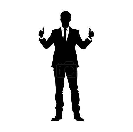 Ilustración de Hombre de negocios con el pulgar hacia arriba silueta de la mano, hombre de negocios levantando el pulgar hacia arriba, exitoso hombre de negocios con ok como - Imagen libre de derechos