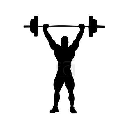 Illustration for Weightlifting sport activity guy silhouettes, weightlifting, weightlifter silhouette isolated - Royalty Free Image