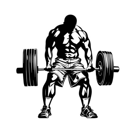 Ilustración de Levantamiento de pesas deporte actividad hombre siluetas, levantamiento de pesas, levantador de pesas silueta aislado - Imagen libre de derechos