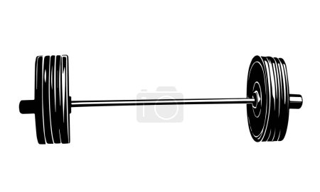 Illustration der Langhantel im Gewichtheben, Silhouette der Hantel auf weißem Hintergrund