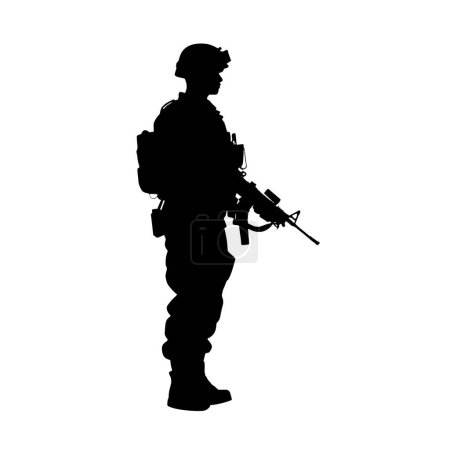 Illustration for Soldier and Army Force Silhouettes, Soldier, army silhouettes. Army soldiers with gun silhouette - Royalty Free Image