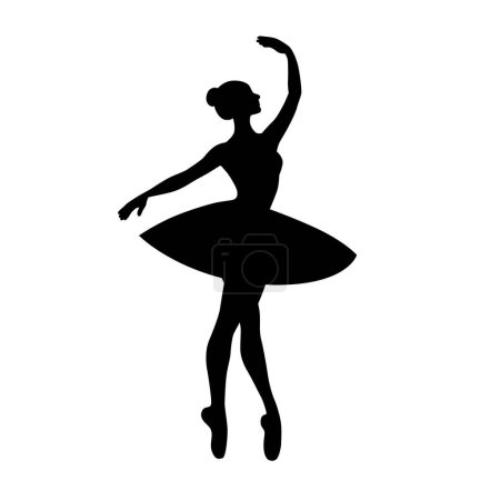 Téléchargez les illustrations : Belle danseuse de ballet pose, jeune danseuse de ballet gracieuse, jeune ballerine debout dans la silhouette de poses de ballet - en licence libre de droit