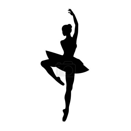Téléchargez les illustrations : Belle danseuse de ballet pose, jeune danseuse de ballet gracieuse, jeune ballerine debout dans la silhouette de poses de ballet - en licence libre de droit