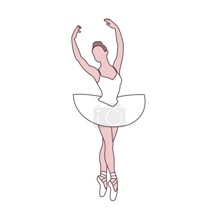 Téléchargez les illustrations : Belle danseuse de ballet pose, jeune danseuse de ballet gracieuse, jeune ballerine debout dans des poses de ballet illustration vectorielle - en licence libre de droit