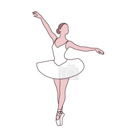 Téléchargez les illustrations : Belle danseuse de ballet pose, jeune danseuse de ballet gracieuse, jeune ballerine debout dans des poses de ballet illustration vectorielle - en licence libre de droit
