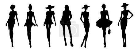 Téléchargez les illustrations : De belles femmes portant des vêtements différents. Femme mannequin, femme, silhouette mannequin - en licence libre de droit
