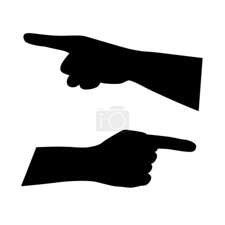 Illustration for People hand pointing by finger silhouette isolated on white background - Royalty Free Image