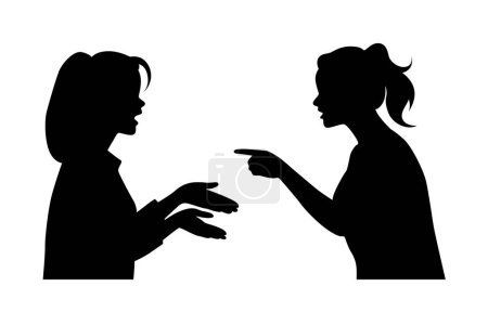 Illustration for Two women are arguing, two female friends arguing outdoors, relations confrontation, communication - Royalty Free Image