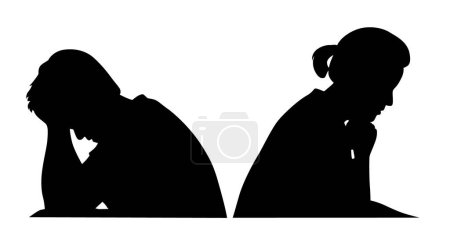 Ilustración de Pareja en disputa, siluetas de padres en disputa, silueta de disputa familiar - Imagen libre de derechos