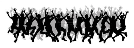 Illustration for Crowd silhouette, applause crowd silhouette, cheerful people at concert - Royalty Free Image