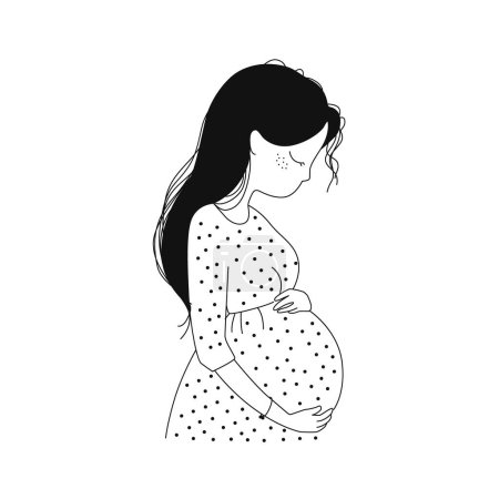 Schwangere Frauen mit Baby niedlich handgezeichneten Vektor. Mutterschaft, Mutterschaft, Babys und Schwangere Vektor-Illustrationen