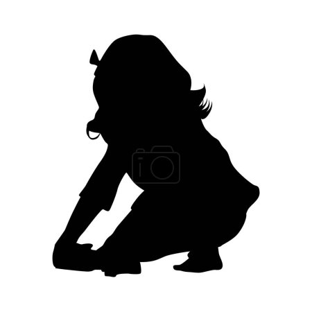 Kid playing with toys, little girl playing block toys in home at nursery. Toddler having fun silhouette