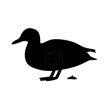 Ilustración de El pato está haciendo caca, signo de caca de animal, signo de caca de pato, pato y excremento, silueta negra - Imagen libre de derechos