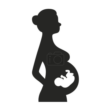 Pregnant woman with baby silhouette, pregnant woman body icon for app