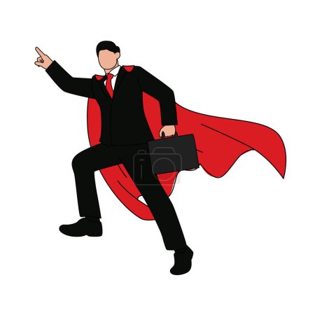 Illustration for Businessman with red superhero cape, Businessman with cloak - Royalty Free Image