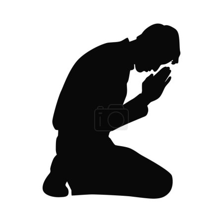 Man kneeling and praying silhouette, silhouette man is on his knees praying
