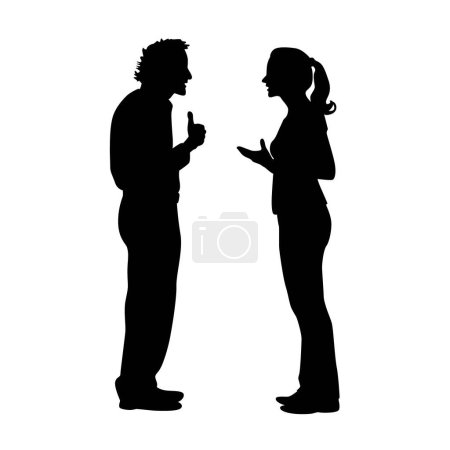 Man and woman talking each other and smiling silhouette