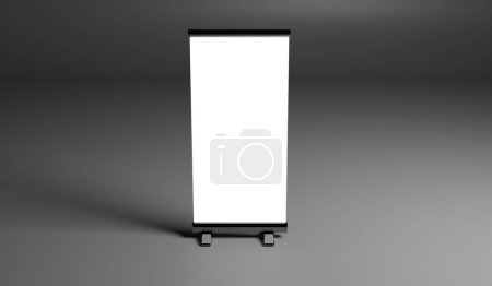 Blank white stand display isolated on gray background. 3d rendering