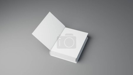 Buch 3D Illustration Weißes Buch isoliert auf grauem Hintergrund