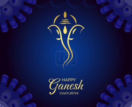 Téléchargez les illustrations : Joyeux Ganesh Chaturthi carte de vœux avec ganesha - en licence libre de droit