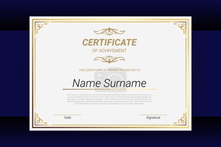 Illustration for Certificate template. Elegant vector element for diploma or certificat - Royalty Free Image