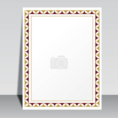 Téléchargez les photos : Carte avec cadre d'ornement floral indien / arabe traditionnel sur surface en marbre poli, taille A4 - en image libre de droit
