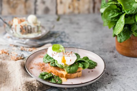 Photo for Poached Egg Bruschetta Bursting with Flavor - Royalty Free Image