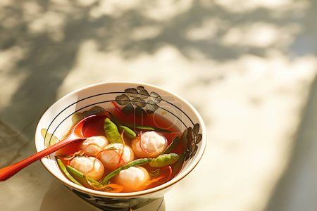 Photo for Spicy fish ball soup with satay flavors - Royalty Free Image