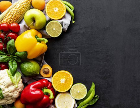Photo for Colorful produce on dark background - Royalty Free Image