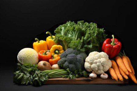 Foto de Variedad de verduras frescas y frutas para una ensalada saludable - Imagen libre de derechos