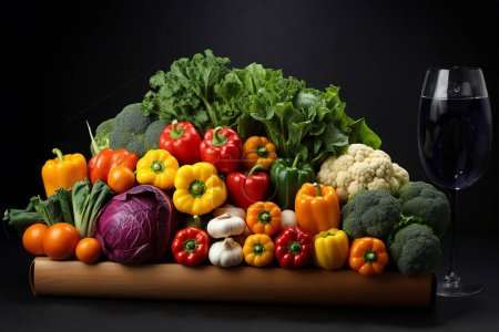 Foto de Mezcla de verduras frescas y frutas para una dieta nutritiva - Imagen libre de derechos