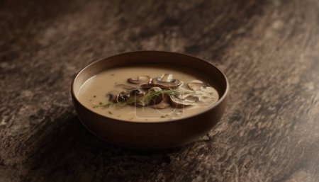 Photo for Gourmet mushroom chowder on the table - Royalty Free Image