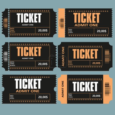 Illustration for Ticket set icon for various events. EPS10 vector illustration. - Royalty Free Image