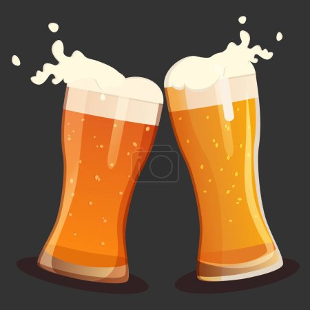 Téléchargez les illustrations : Verre à bière avec mousse pour bar sur fond sombre. Illustration vectorielle EPS10. - en licence libre de droit