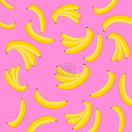 Illustration for Banana summer prints for kids. Pattern on a pink background. Vector illustration. - Royalty Free Image
