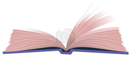 Open book with fluttering pages. Vector illustration.