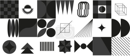 Téléchargez les illustrations : Éléments Bauhaus. Des formes abstraites géométriques modernes. Eléments Y2K. Illustration vectorielle EPS10. - en licence libre de droit