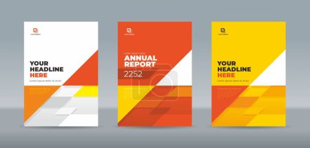 Illustration for Random modern white, orange and yellow triangles cover template for annual report, magazine, booklet, portfolio, proposal - Royalty Free Image
