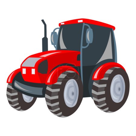 Téléchargez les illustrations : Tracteur rouge sur fond blanc - image vectorielle. Agriculture et concept rural - en licence libre de droit