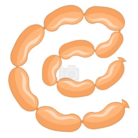 Illustration for Vector beads of tiny milk chicken sausages. Set of different sausages - Royalty Free Image