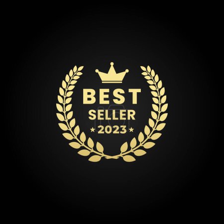 Photo for Best Seller 2023 Vector or Best Seller 2023 Logo Vector Isolated. Best seller 2023 for book or good stamp product. Best seller 2023 golden vector isolated. Good price label on navy background. - Royalty Free Image